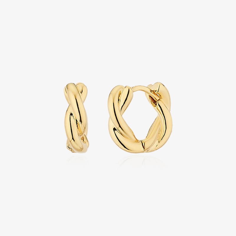 Gold&Deer 14K Goldfield Volume Twist One-Touch Earrings White Gold /