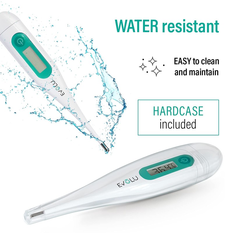 Evolu Waterproof Digital Thermometer - Temperature Measurement in Mouth, Rectal