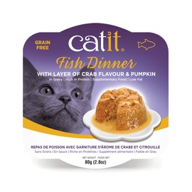 Catit Fish Dinner with Crab Flavor & Pumpkin – Hydrating and Healthy Wet Cat Food for Cats of All Ages
