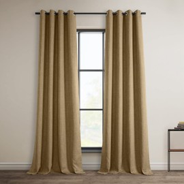 HPD Half Price Drapes Grommet Linen Curtains 84 Inches Long Room Darkening Curtains for Bedroom & Living Room (1 Panel), 50W x 84L, Butterscotch