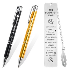 Aurasky Courage Gift Set, Ballpoint Pen with Engraving, Du Schaffst Das Glücksbringer, Encouragement Gifts for Family, Friend, Colleague, Exam, Get Well Soon, Farewell