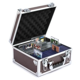 HEWEI WORKS Collectable Trading Card Cases, Toploaders Storage Box, Magnetic Card Storage Hard Cabinet, Graded Card Storage Case, Sports & Trading Collector Storage Box (Coffee)