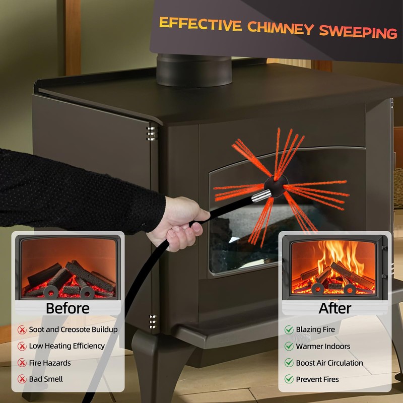 Cleancraft 33 Feet Chimney Sweep Kit, Chimney Cleaning Kit with