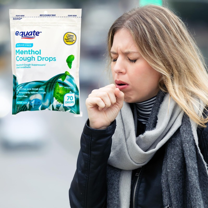 Equate Sugar Free Menthol Cough Drops, 70 Count Pack of
