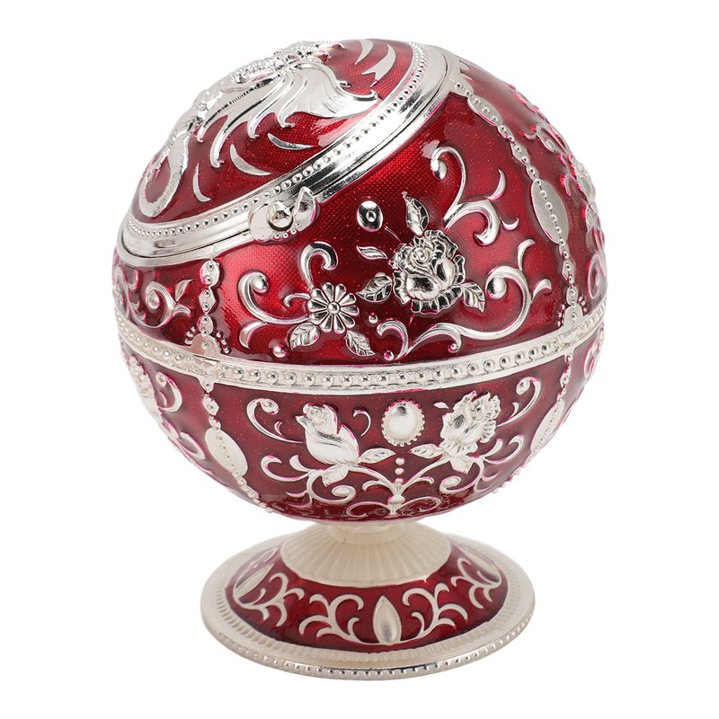 Ball Ashtray with Windproof Lid Retro Dragon Stereoscopic Relief Zinc