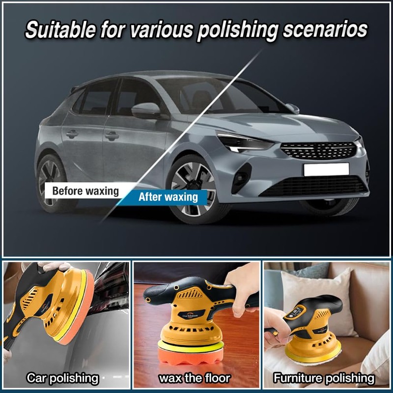 Darkboom Cordless Buffer Polisher 6 inch with 2Pcs 2.0Ah Rechargeable