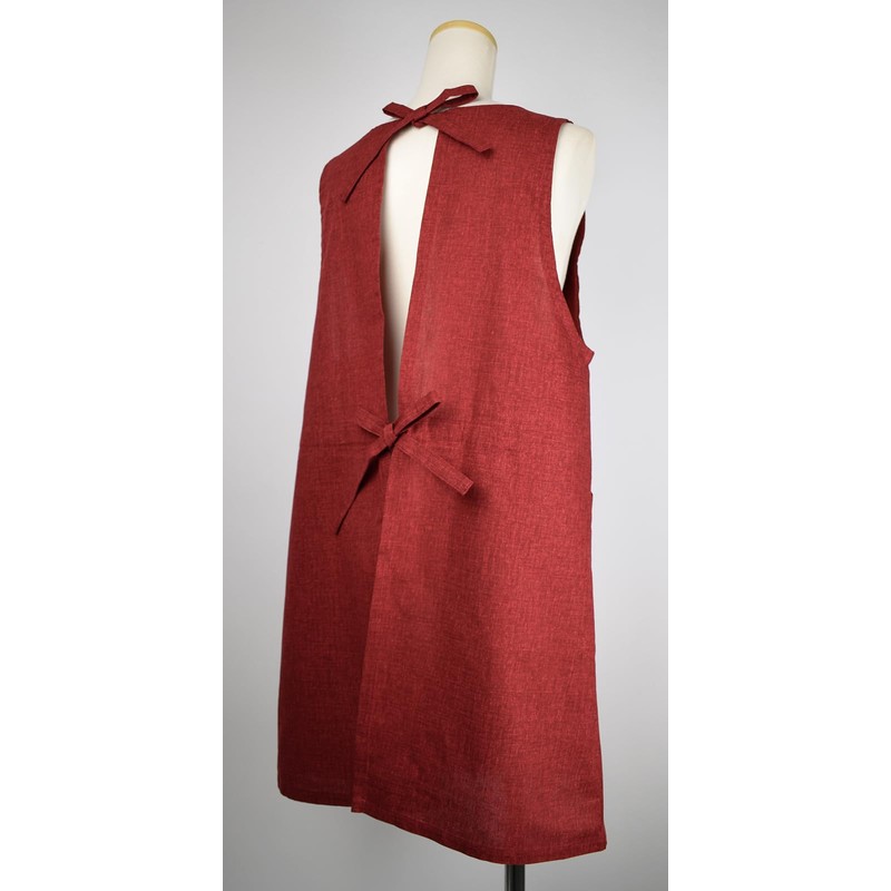 Berry U-Neck Apron with Japanese Patterns, Fashionable, Simple, Spotty Dyed,