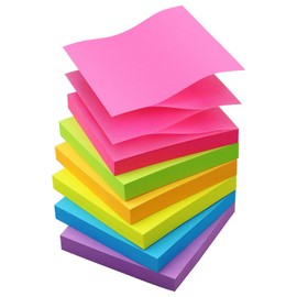 Sticky Notes 3x3 Pop Up Self-Stick Notes Pads with 6 Bright Colors, Easy to Post for Office, School, Home, 6 Pads/Pack, 100 Sheets/Pad(Pop Up)