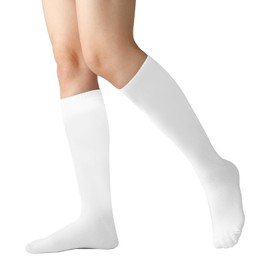 Cotton Calf Stockings Extra Long Smooth Knitted Stockings with Grip White, White