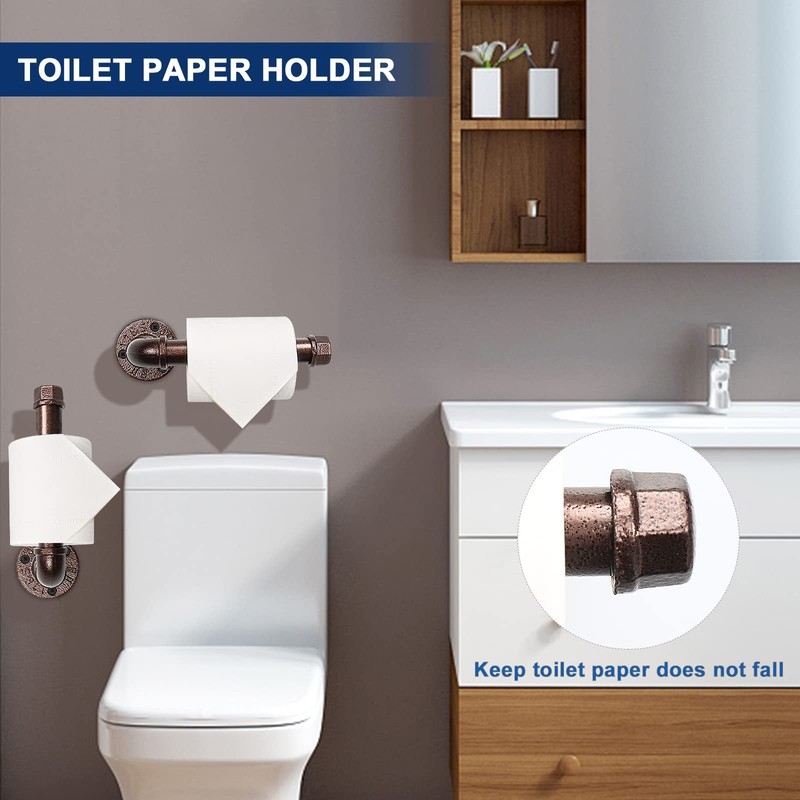 NearMoon 4 Pieces Industrial Pipe Bathroom Hardware Set, Include 18