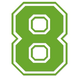 Applicable Pun Varsity Number 8 - Vinyl Decal - Lime Green 9 Inches Tall