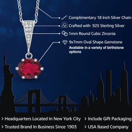 Gem Stone King 925 Sterling Silver Ruby Red Mystic Quartz Pendant Necklace For Women | 2.43 Cttw | Gemstone Birthstone | Oval 9X7MM | With 18 Inch Silver Chain