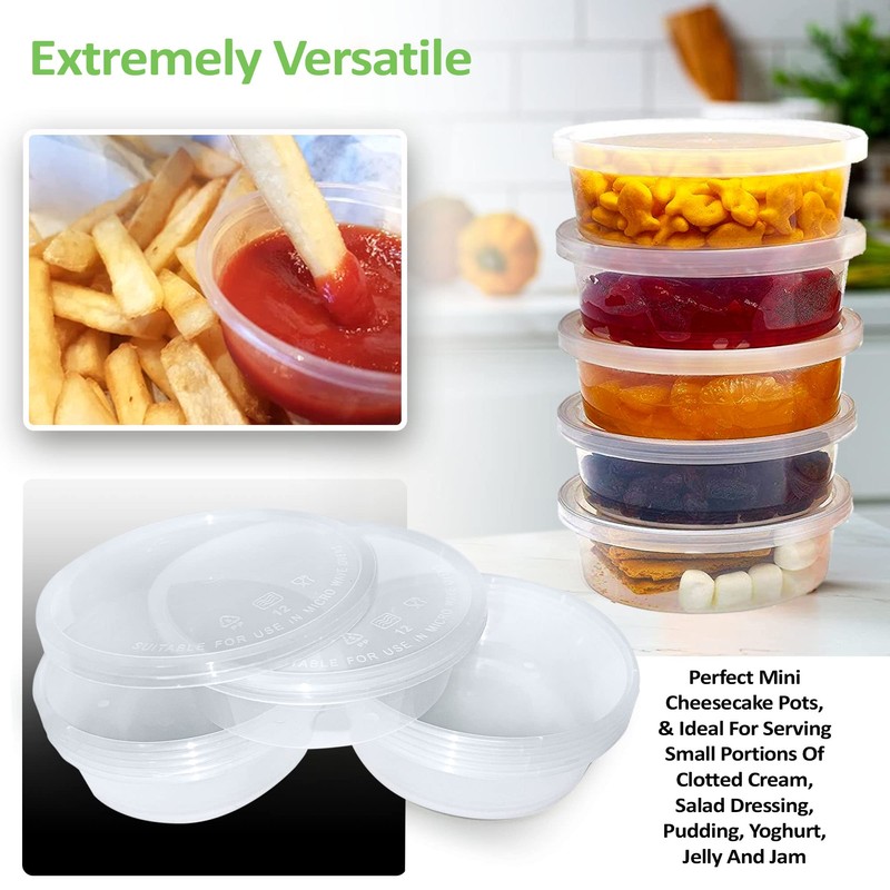 Sabco - 8oz Clear Round Plastic Takeaway Sauce Pots With