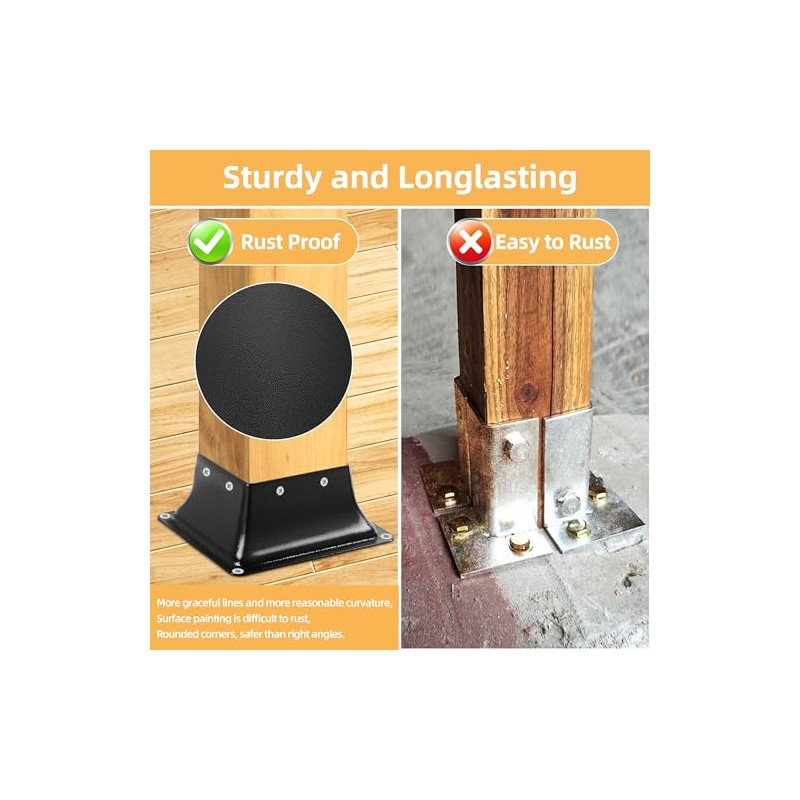 4x4 Post Base 10 Pcs, Inner Size 3.7"x3.7", Heavy Duty