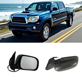 CEYGXICE Passenger Side Mirror Replacement Compatible with 2005-2011 Toyota Tacoma Powered Adjustment, Manual Folding, Convex Glass Black, OEM TO1321203