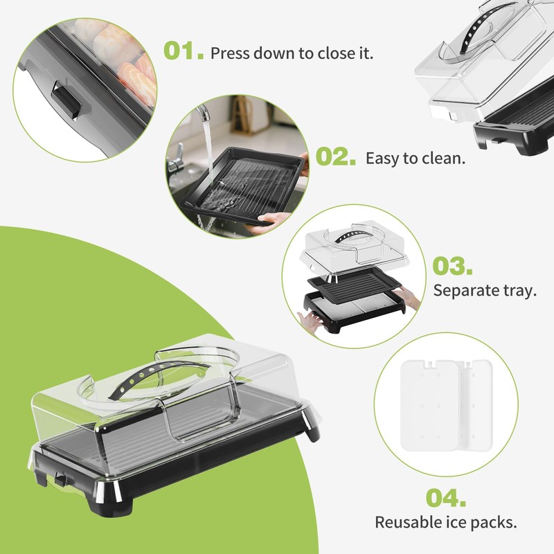 Chilled Portable Serving Tray Platterbox Snack Box with Reusable Ice
