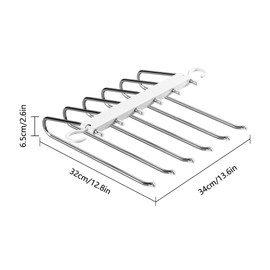 Pants Hangers White 6 Layers Stainless Steel Closet Organization Non Slip Collapsible Space Saving Clothes Hangers for Jeans Skirts Scarf Ties