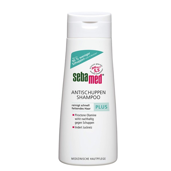 Sebamed Antischuppen Shampoo plus, 95% weniger Schuppen nach 4 Wochen, Shampoo für Damen und Herren, auch zur Bekämpfung von fettendem Haar und Juckreiz, 200 ml