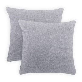 HomeChi Fundas De Cojines 2 Piezas, Funda de Cojín de Lino de Color Sólido para Sofá, Funda de Cojín Cuadrada Ornamento Decorativo para Sofá y Sala de Estar, 18x18in/45x45cm (Gris)