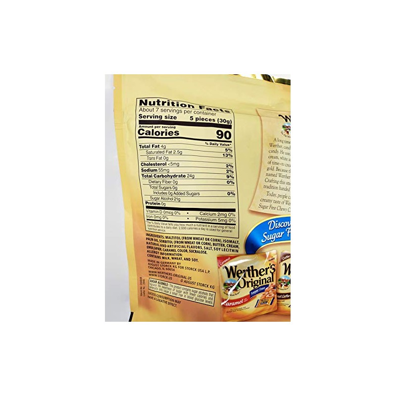 Werther's Original Sugar Free Chewy Caramels, 7.7 oz., Individually Wrapped