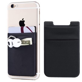 Fulgamo Fulgamo 2Pack Adhesive Phone Pocket,Cell Phone Stick On Card Wallet Sleeve,Credit Cards/ID Card Holder(Double Secure) with Sticker for Back of iPhone,Android and All Smartphones-Black
