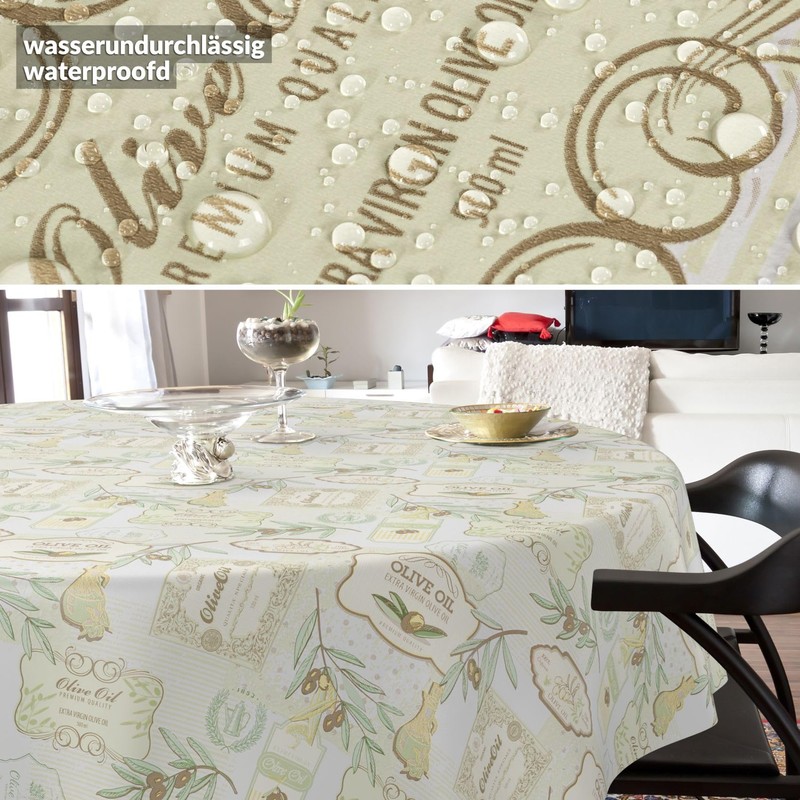 ANRO Oilcloth Tablecloth Wax Tablecloth Washable Garden Tablecloth Round Oval