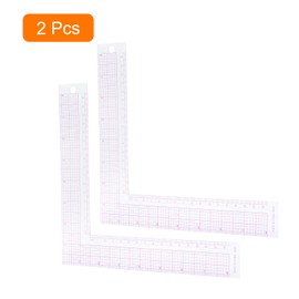 Hitefu 2PCS L Square Ruler for Sewing, Plastic L Angle Ruler Curve Ruler Measure Tailor Ruler, Clear Corner Ruler for Craft Sewing Measuring