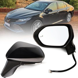 Lqito Left Driver side Mirror Fits 2018-2024 Toyota Camry with Power Glass, Heated, Turn Signal, Blind Spot Detection and Manual Folding Match to Black Replace 8794006840(7Pins)