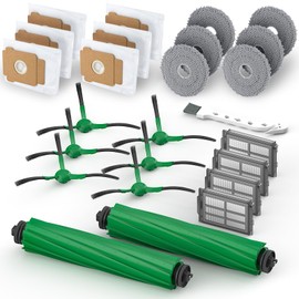 Replacement Parts for iRobot Roomba Plus 405/505 Combo Robot Vacuum and Mop,25 Pcs Accessories Kit:2 Main Brushes,6 Dust Bags,4 Filters,6 Mop Pads,6 Side Brushes,1 Cleaning Brush(25)