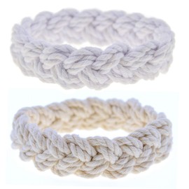 FROG SAC 2 Sailor Knot Bracelets, Nautical Knot Rope Bracelets, Natural and White Sailor Bracelets for Men and Women, Fishermans Bracelet Set, Cotton Knot Bracelets, Rope Bracelet Jewelry