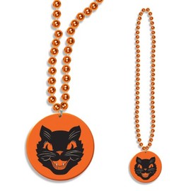 Beistle Beads with Cat Medallion, 33-Inch