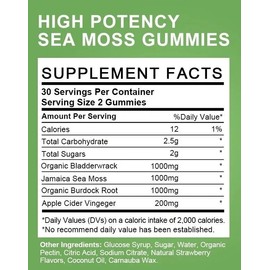 Leafe Organic Sea Moss Gummies 3000 mg - Sea Moss,Bladderwr