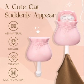 ISKYBOB Set of 4 Peek-A-Boo Cat Wall Hooks Cute Peeping Animal Coat Hanger Wall Decorative Utility Racks for Key, Hat, Scarf