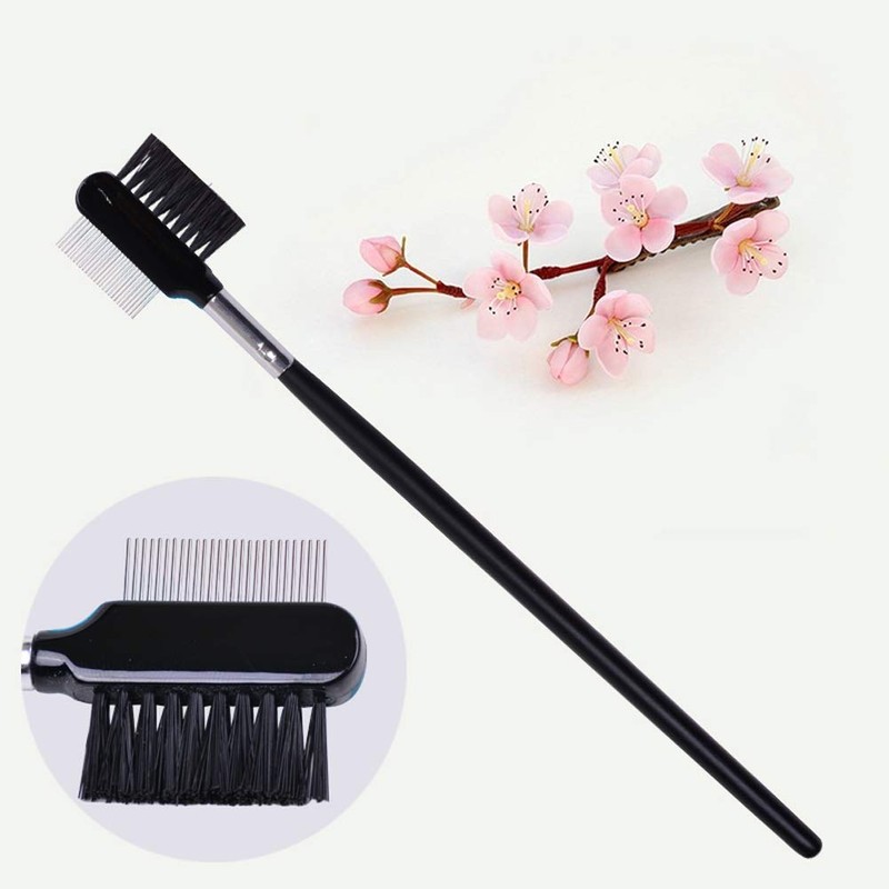 2Pcs Eyebrow Brush with Metal Teeth Eyelash Comb Separator Brow