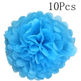 lightingsky 10pcs bricolaje decorativo bola de flores de pompones de papel de seda perfecto para fiestas boda Home Decoración de exteriores, azul 2, 12-inch Diameter