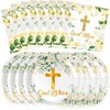 Yorcocek 40PCS God Bless Baptism Tableware Set