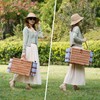 Picnic Basket for 2, Insulated Willow Picnic Baskets with Shoulder