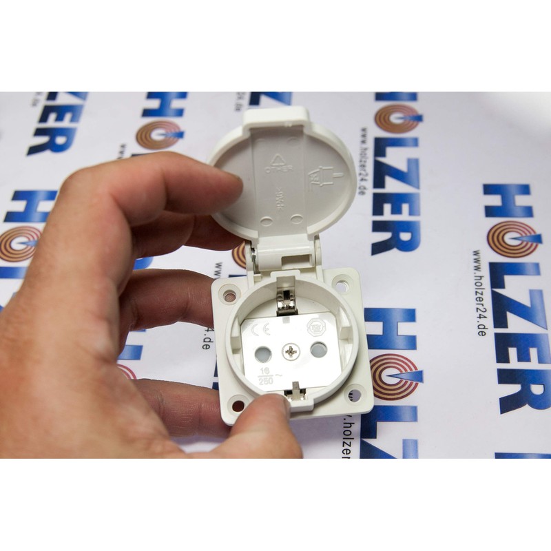 HOLZER Surface-Mounted Sockets, IP44, Cavity Sockets, Schuko Mounting Sockets, 16