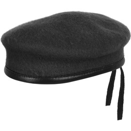 German Army Commando Beret Wool Felt with Leather Strap Black Size 58