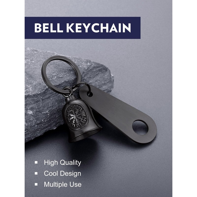 Bandmax Keyring Motorcycle Bell Stainless Steel Motorcycle Bell Keyring Viking