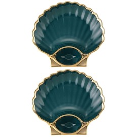 DOITOOL 2 pcs dumpling plate Sushi Plates cute serving plate dessert dish fruits plates chip plate with dip French Fries Plate salad japanese plates Dipping Bowl ceramics shell jewelry