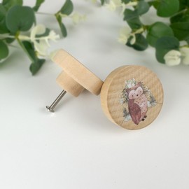 Lasyman 8Pack1.8 Natural Wood Nursery Dresser Cabinet Furniture Knobs Wooden Animal Cabinet Kids Cute Drawer Pulls