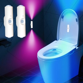 BAOYIKU Motion Sensor Night Light 2 Pack, 7 Color Change LED Toilet Nightlight, Projector Wall Lamp Closet Sensor Light for Bathroom Bedroom Stairs Corridor Hallways Decor