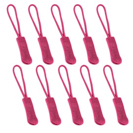 Fbshicung 10 Pcs Zipper Pull Replacemen Tab Heavy Duty Zipper Extender Cord for Bag Suitcase Jacket Luggage (Rose Red)