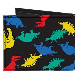 Buckle-Down Men's Standard Canvas Bifold Wallet Dinosaurs, 4.0" x 3.5"