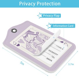 LARTSFRO Preppy Playing Cards Luggage Tags for Suitcases, Purple Luggage Tag, Back to School, Trendy Girly 2 Pack Travel Luggage Tag, Teen Girls Gifts Suitcase Tags