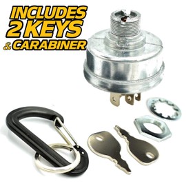 HD Switch Replaces 045898 Hustler, Big Dog Starter Ignition Key Switch: Super Z, Mini Z, Hydro Walk Behind, XR7, X-ONE, Z4, Mini FasTrak, FasTrak Sport - Includes 3 Keys, Mounting Hardware & Carabiner