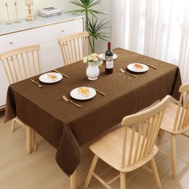 Homaxy Table Cloth Rectangular 140x300 cm, Washable Polyester Jacquard Tablecloth, Dust-Proof Table Cover for Kitchen Dinning Indoor Decoration, Brown