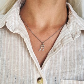 Silverly Women's .925 Sterling Silver Small Music Note Semiquaver Pendant Necklace, 18"