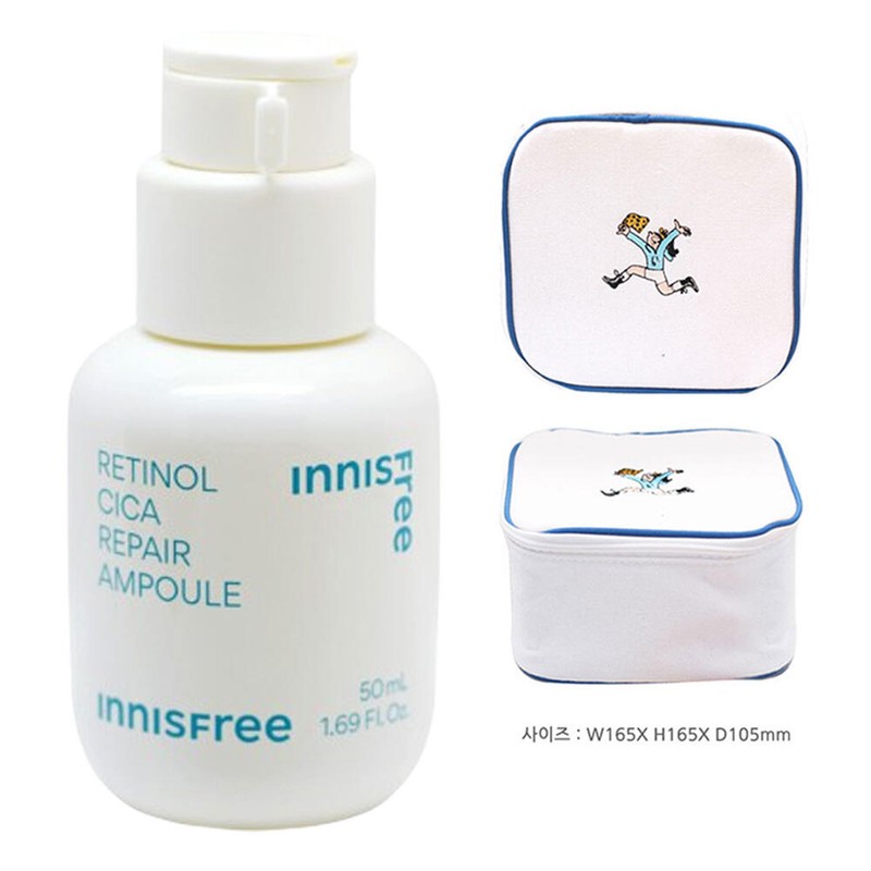 Innisfree 이니스프리 레티놀 시카 흔적 앰플 대용량 50ml+플레이그린 화장품 파우치